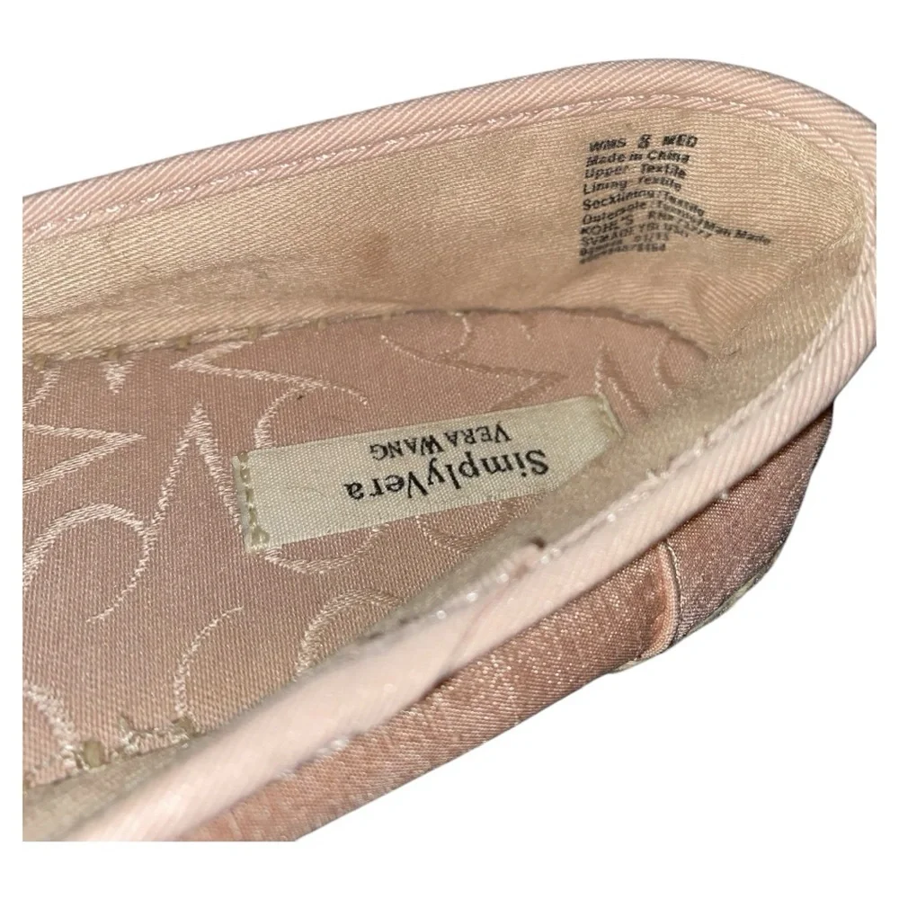 Simply Vera-Vera Wang Pink Fabric Jeweled Ballet Flat Espadrille Sz 7.5-8